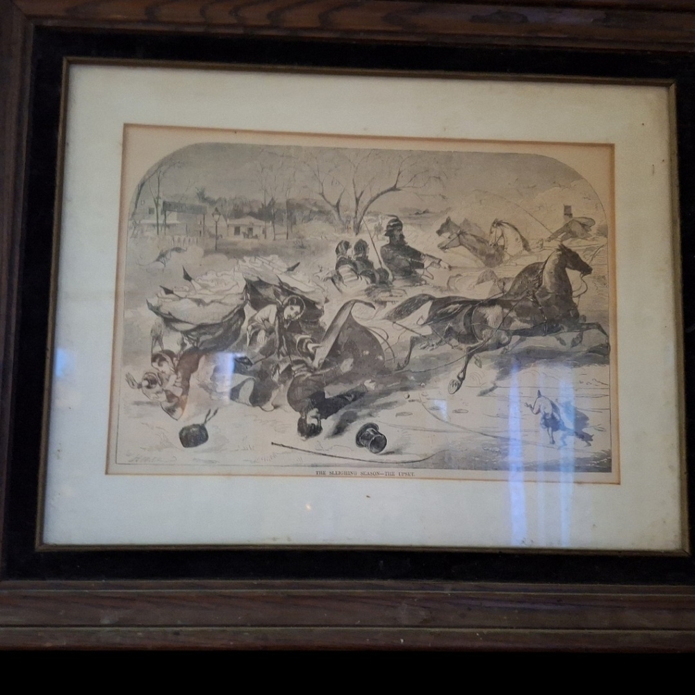 Artwork Framed  Vintage Homer Winslow  authentic "the sleighing season" original